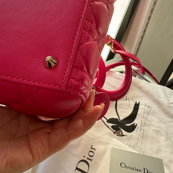 Ladydior medium pink lambskin with gold hardware - Picture 10 of 15